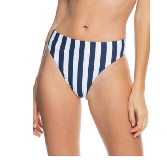 ROXY Juniors Paradise Reversible Bikini Bottoms Navy White Parallel XL New - Picture 2 of 16